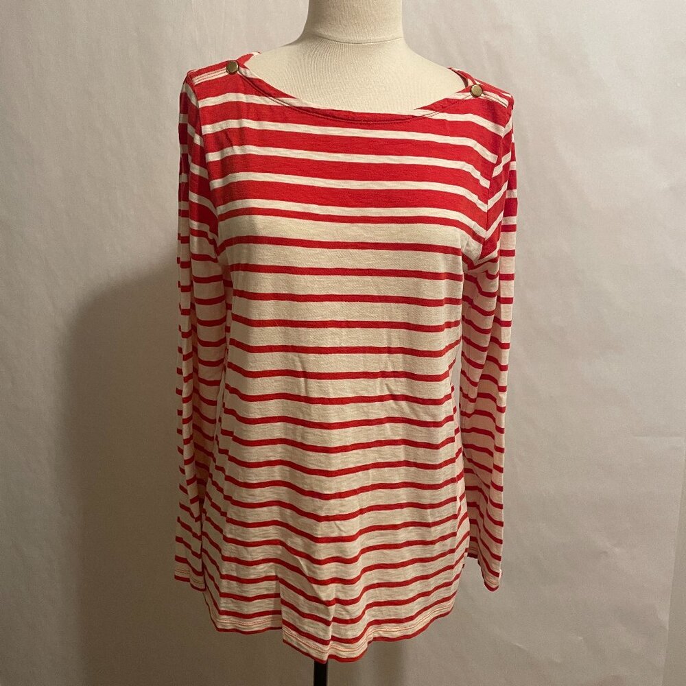 J. Crew Boat Neck Red Striped Painter Tee Women's Size XL